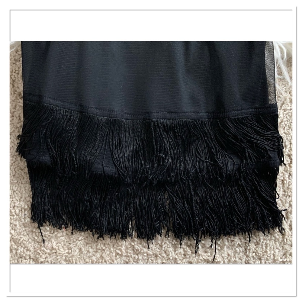 Betsey Johnson New York Vintage Fringe Slip Dress Black - Picture 3 of 8